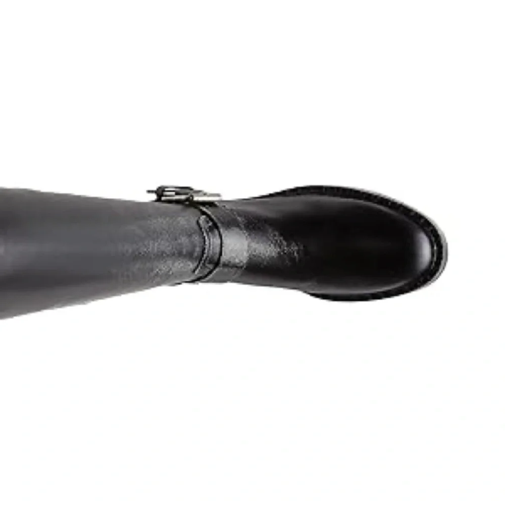 New Steve Madden Erma Black Leather Tall Boots Size 7 M - Picture 5 of 7